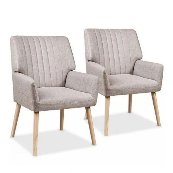 Artiss 2X Armchair Faux Fabric Beige