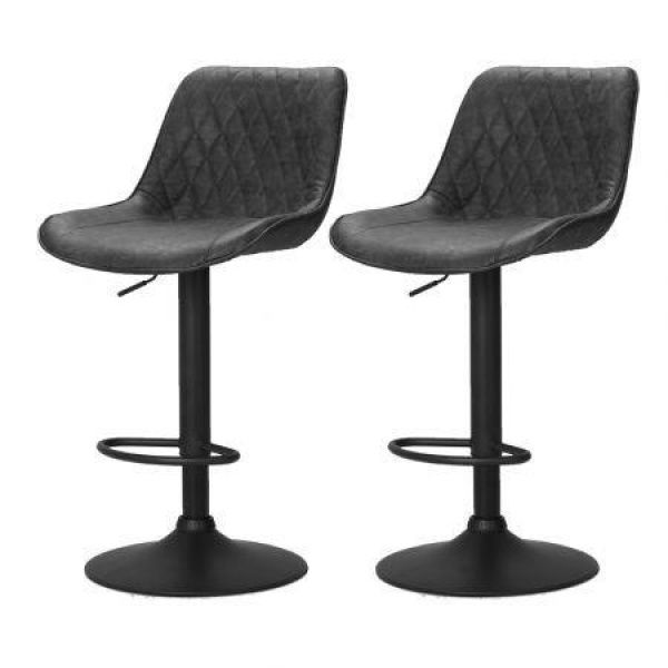 Artiss 2x Bar Stools Gas Lift Vintage Leather Black