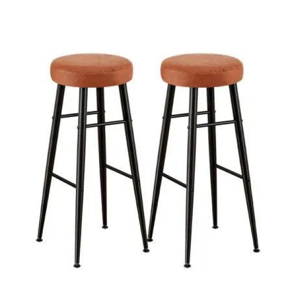 Artiss 2x Bar Stools Kitchen Dining Chairs Counter Round PU Leather Lane Brown