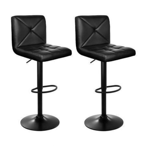 Artiss 2x Bar Stools Kitchen Dining Chairs Gas Lift Stool Leather Black