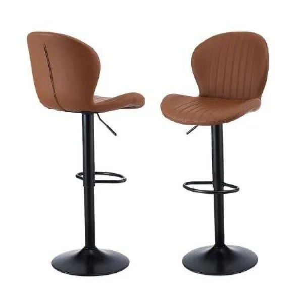 Artiss 2x Bar Stools Kitchen Swivel Gas Lift Counter Chair Shell Leather Brown