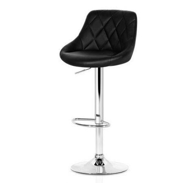 Artiss 2x Bar Stools Leather Padded Gas Lift Stool Black