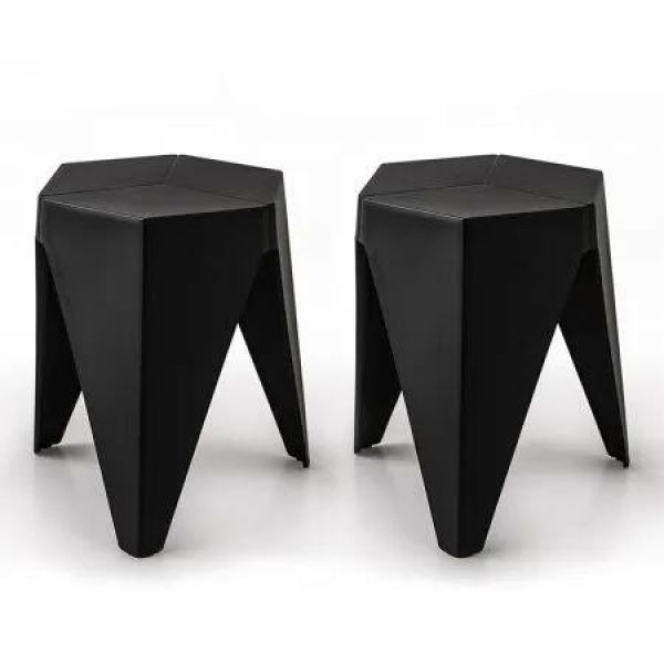 Artiss 2x Bar Stools Puzzle Plastic Foot Stool Black