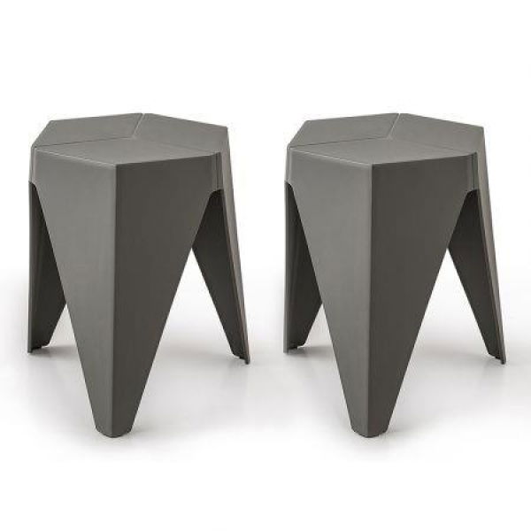 Artiss 2x Bar Stools Puzzle Plastic Foot Stool Grey