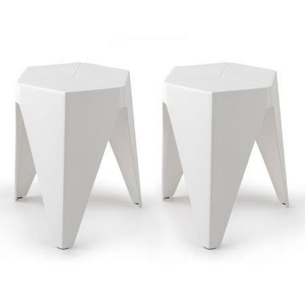 Artiss 2x Bar Stools Puzzle Plastic Foot Stool White