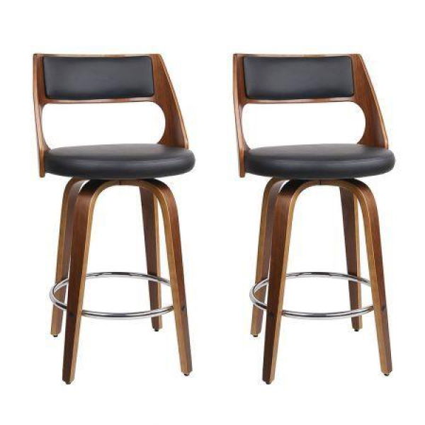 Artiss 2x Bar Stools Swivel Leather Chair 65cm