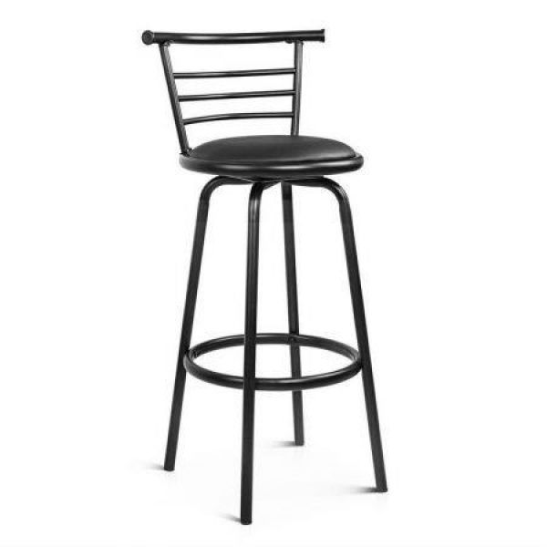 Artiss 2x Bar Stools Swivel Leather Padded Metal