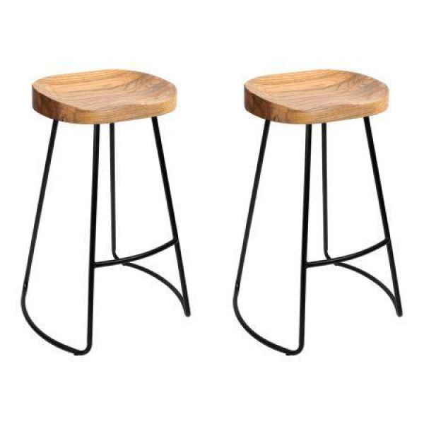 Artiss 2x Bar Stools Tractor Seat 65cm Wooden