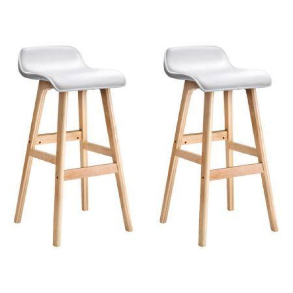 Artiss 2x Bar Stools Wooden Stool White