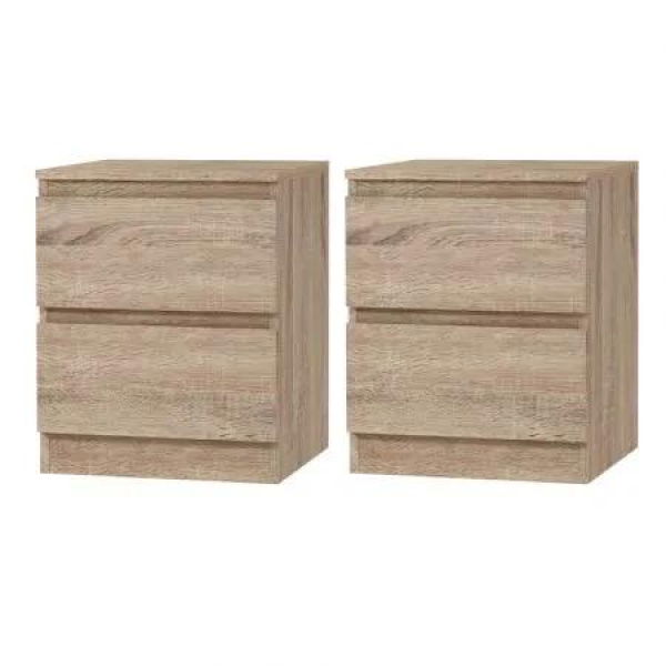 Artiss 2x Bedside Table 2 Drawers - PEPE Oak