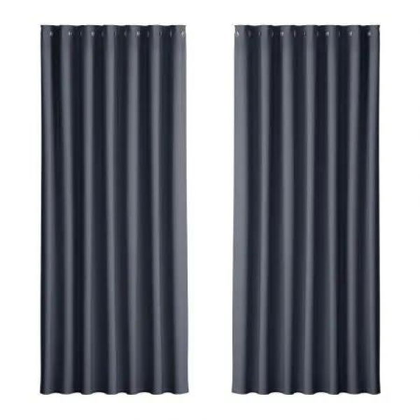 Artiss 2X Blockout Curtains Eyelet 240x230cm Charcoal