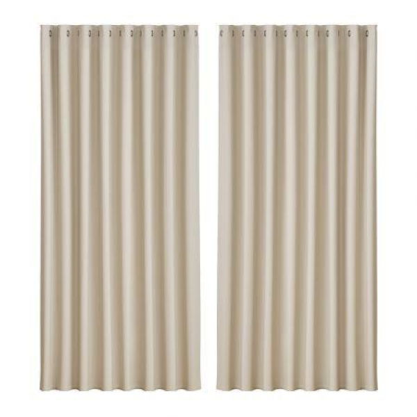 Artiss 2X Blockout Curtains Eyelet 300x230cm Beige