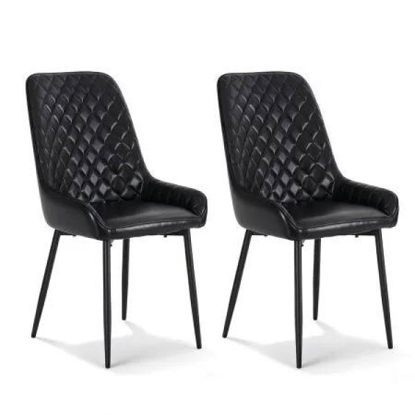 Artiss 2x Dining Chairs Retro PU Leather Kitchen Lounge Cafe Accent Chair Black