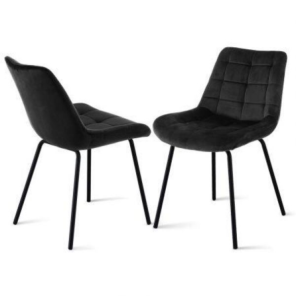 Artiss 2x Dining Chairs Velvet Tufted Kitchen Lounge Cafe Accent Chair Black
