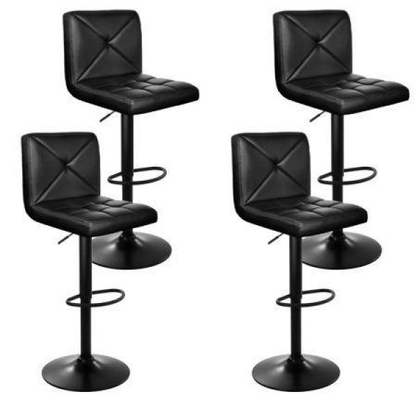 Artiss 4x Bar Stools Gas Lift Leather Chair Black