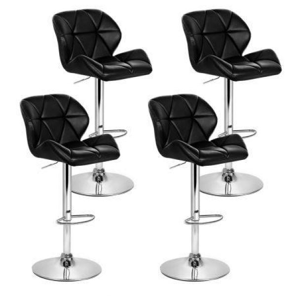 Artiss 4x Bar Stools Gas Lift Padded Leather Black