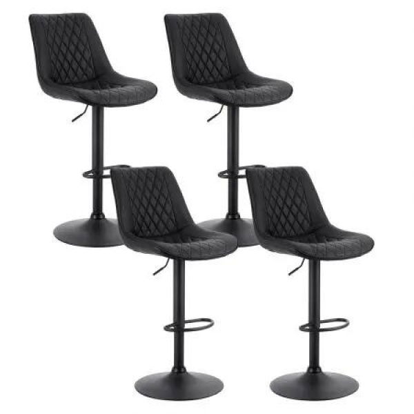 Artiss 4x Bar Stools Kitchen Swivel Gas Lift Counter Chair Diamond Leather Black