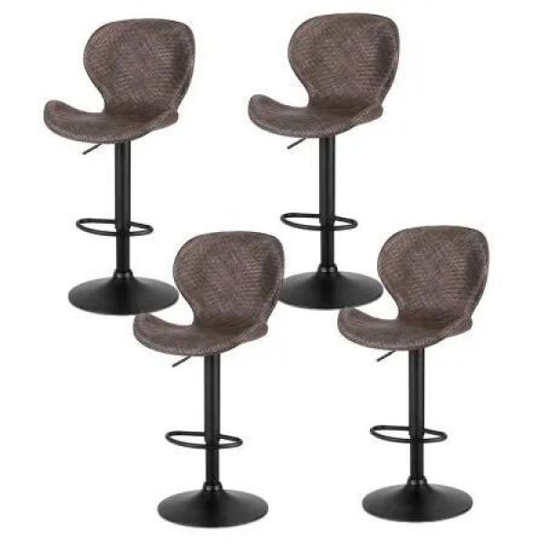 Artiss 4x Bar Stools Kitchen Swivel Gas Lift Counter Chair Wing PE Rattan Brown