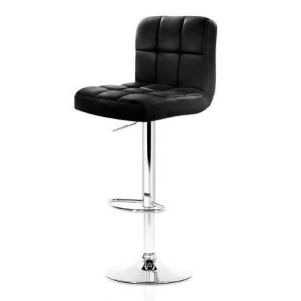 Artiss 4x Bar Stools Leather Gas Lift Black