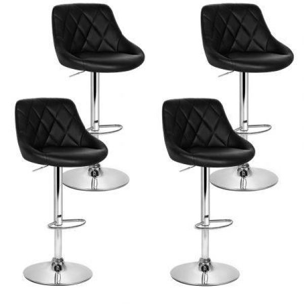 Artiss 4x Bar Stools Leather Padded Gas Lift Black