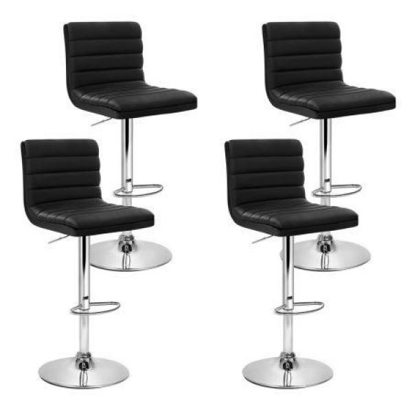 Artiss 4x Bar Stools Padded Leather Gas Lift Black