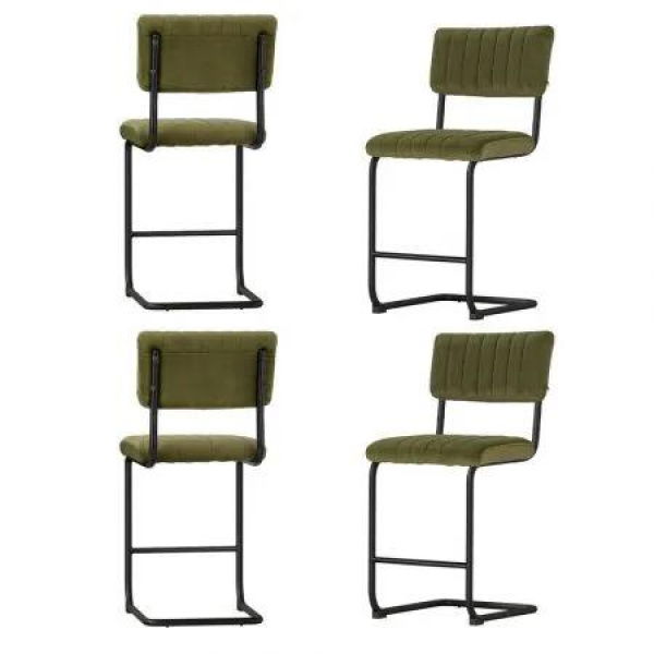 Artiss 4x Bar Stools Velvet Chairs Green