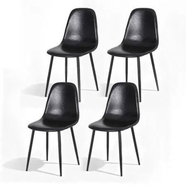 Artiss 4x Dining Chairs Retro PU Leather Kitchen Lounge Cafe Accent Chair Black