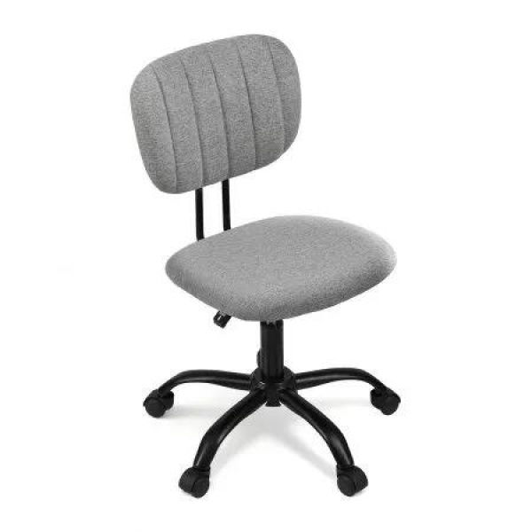 Artiss Armless Office Chair with Wheels, Ergonomic 360æŽ³ Swivel Home Office Desk Chair, Height Adjustable Computer Task Chair with Fabric Back and Seat for Small Space, Grey