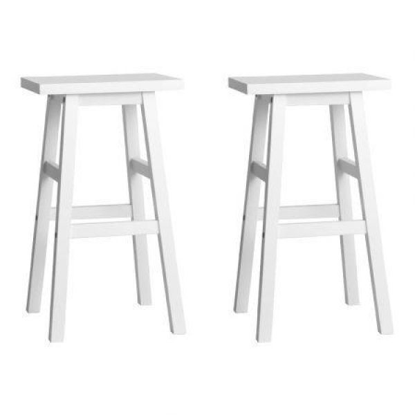 Artiss Bar Stools Kitchen Counter Stools Wooden Chairs White x2