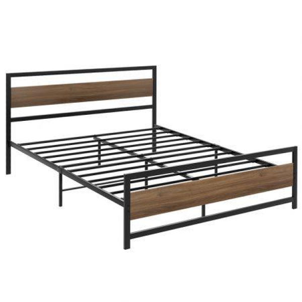 Artiss Bed Frame Queen Size Metal Base Mattress Platform Foundation Black DREW