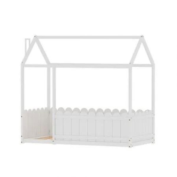 Artiss Bed Frame Wooden Kids House Single Frame White KORI