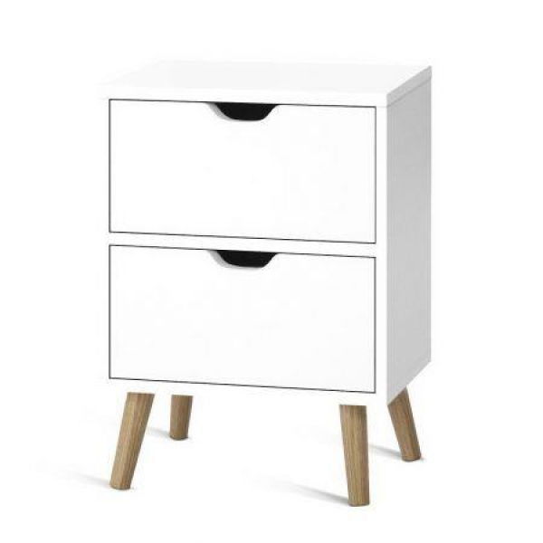 Artiss Bedside Table 2 Drawers - BODEN White