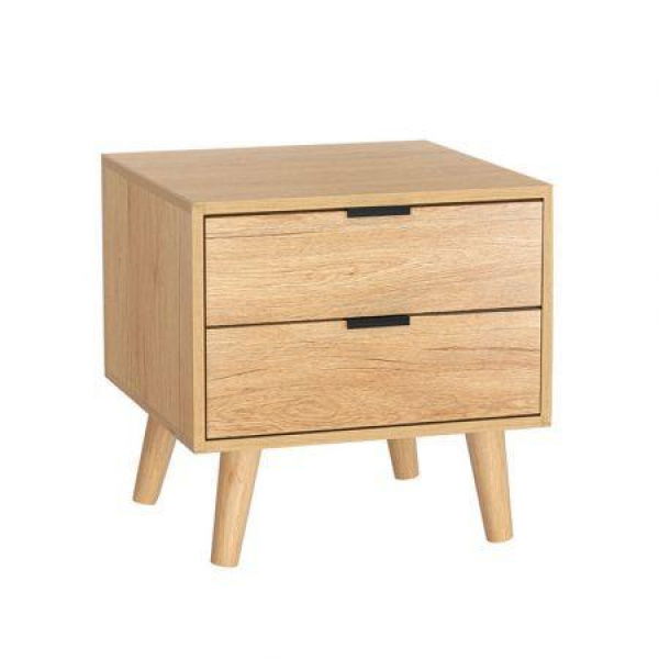 Artiss Bedside Table 2 Drawers - Pine