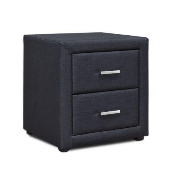 Artiss Bedside Table 2 Drawers Fabric - CADEN Charcoal