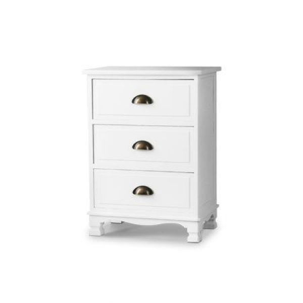 Artiss Bedside Table 3 Drawers Vintage - THYME White