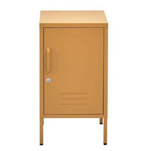 Artiss Bedside Table Metal Cabinet - Yellow