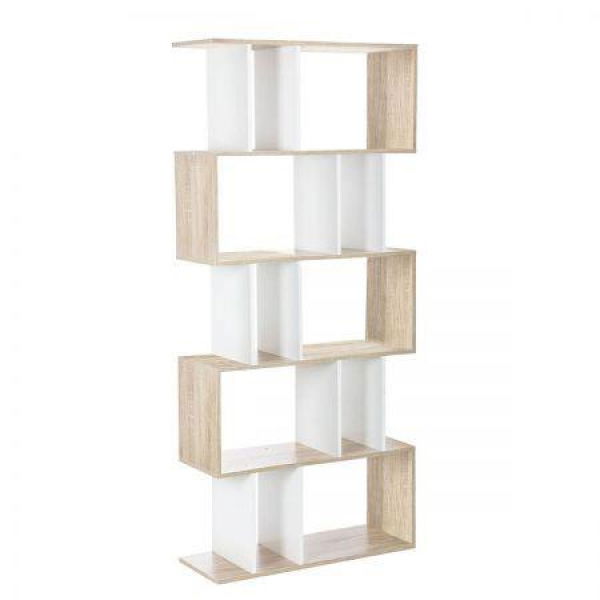 Artiss Bookshelf 5 Tiers - RITA White and Oak