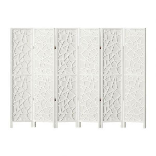 Artiss Clover Room Divider Screen Privacy Wood Dividers Stand 6 Panel White