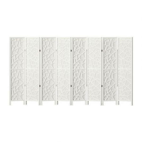 Artiss Clover Room Divider Screen Privacy Wood Dividers Stand 8 Panel White