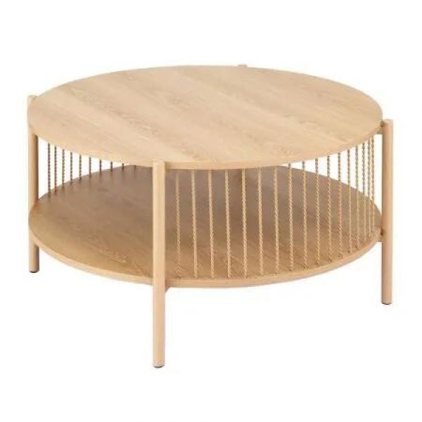 Artiss Coffee Table 2-Tier Round Wood