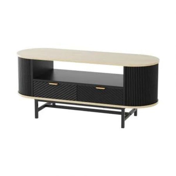 Artiss Coffee Table Drawer Shelf Wood&Black