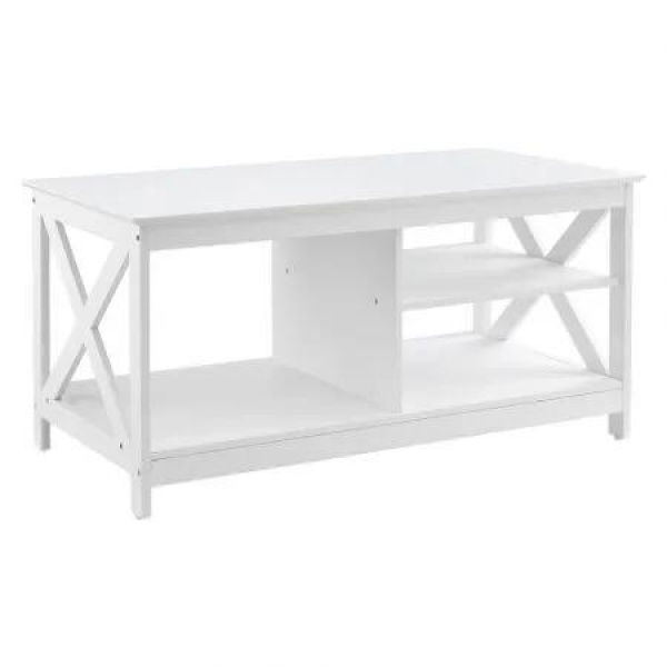 Artiss Coffee Table Storage Shelf White