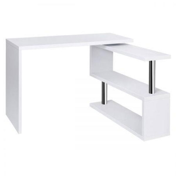 Artiss Computer Desk L-Shape Bookshelf White