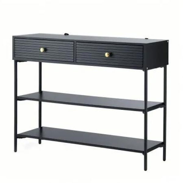 Artiss Console Table 3-Tier Black