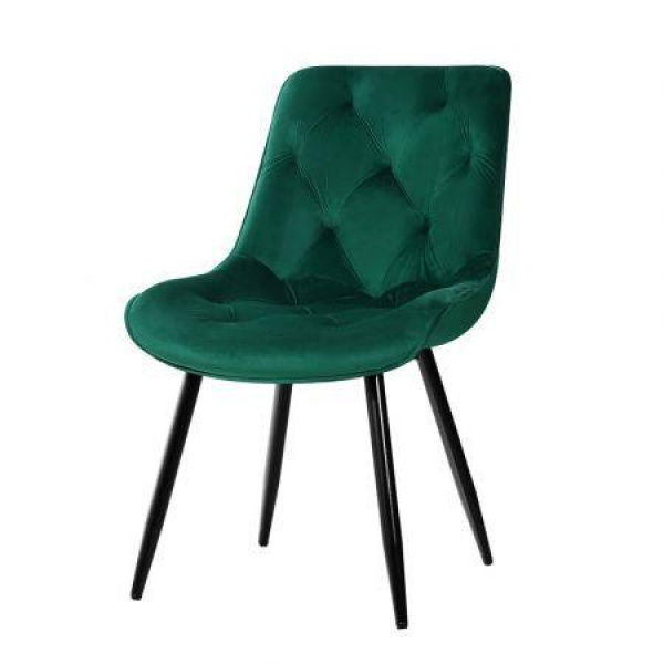 Artiss Dining Chairs Set of 2 Velvet Diamond Tufted Green