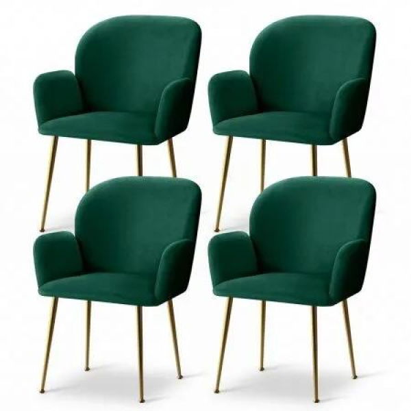 Artiss Dining Chairs Set of 4 Velvet Armchair Green