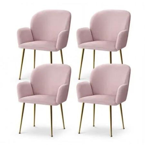 Artiss Dining Chairs Set of 4 Velvet Armchair Pink