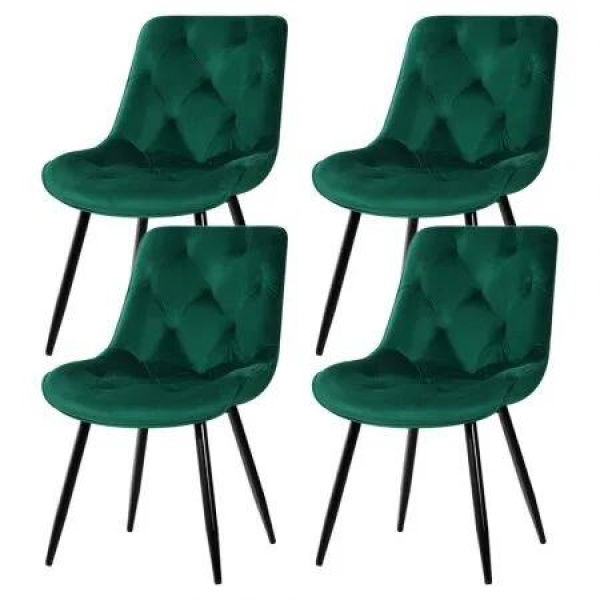 Artiss Dining Chairs Set of 4 Velvet Diamond Tufted Green