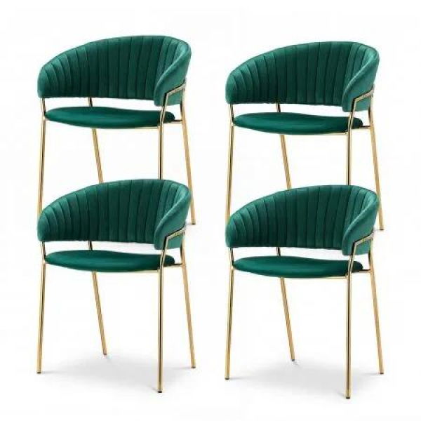 Artiss Dining Chairs Set of 4 Velvet Hollow Armchair Green