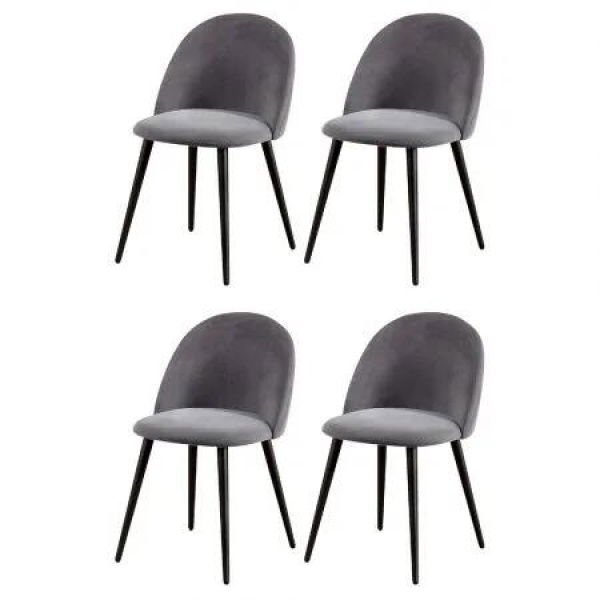 Artiss Dining Chairs Set of 4 Velvet Solid Curved Dark Grey
